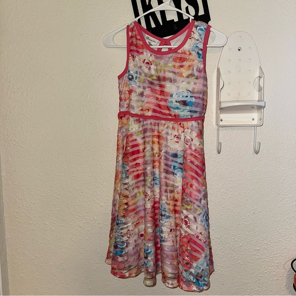 Bonnie Jean Girls Size 16 MultiColor Pink Floral Spring Summer Easter Dress
